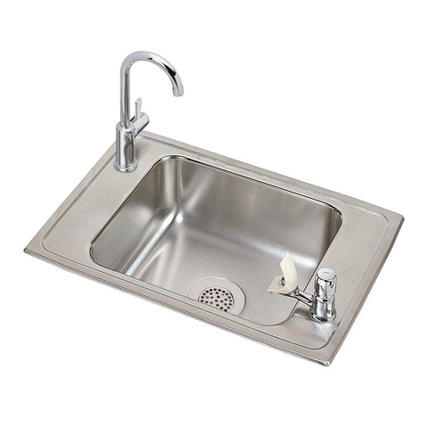 Elkay Celebrity 25" Drop In/Topmount Stainless Steel Classroom Sink Kit with Faucet, Brushed Satin, 2 Faucet Holes, CDKRC2517VRC