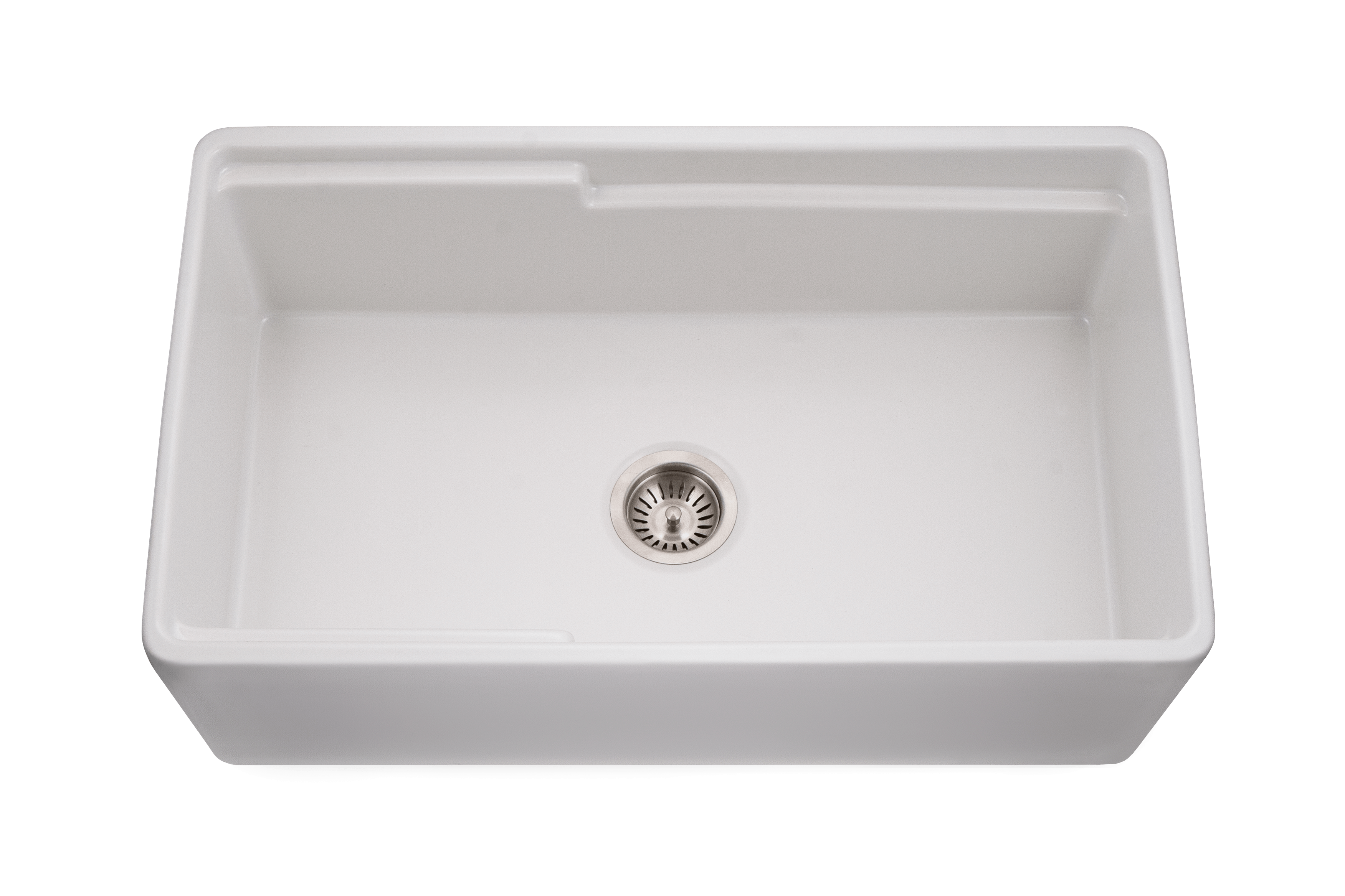 HamatUSA by Houzer Chelsea 33" Apron-Front Split-Level Workstation Single Bowl Fireclay Sink - White, CHE-3320SAW WH-C