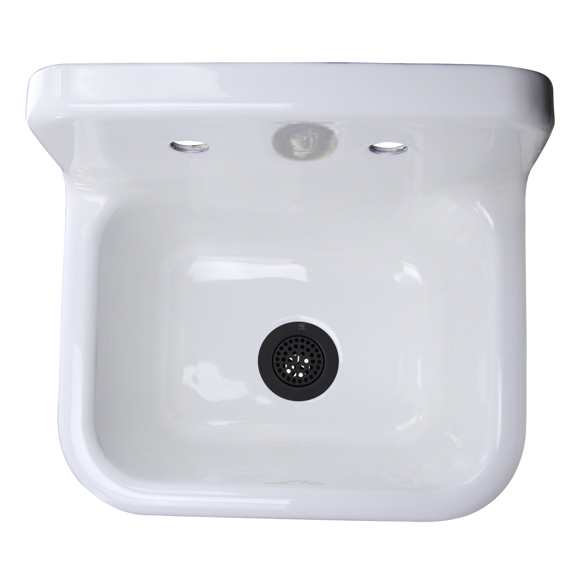 Nantucket Sinks Anchor 22" Wallmount Cast Iron Utility Sink with Accessories, White/Black, CI-2218-FBMBLSET