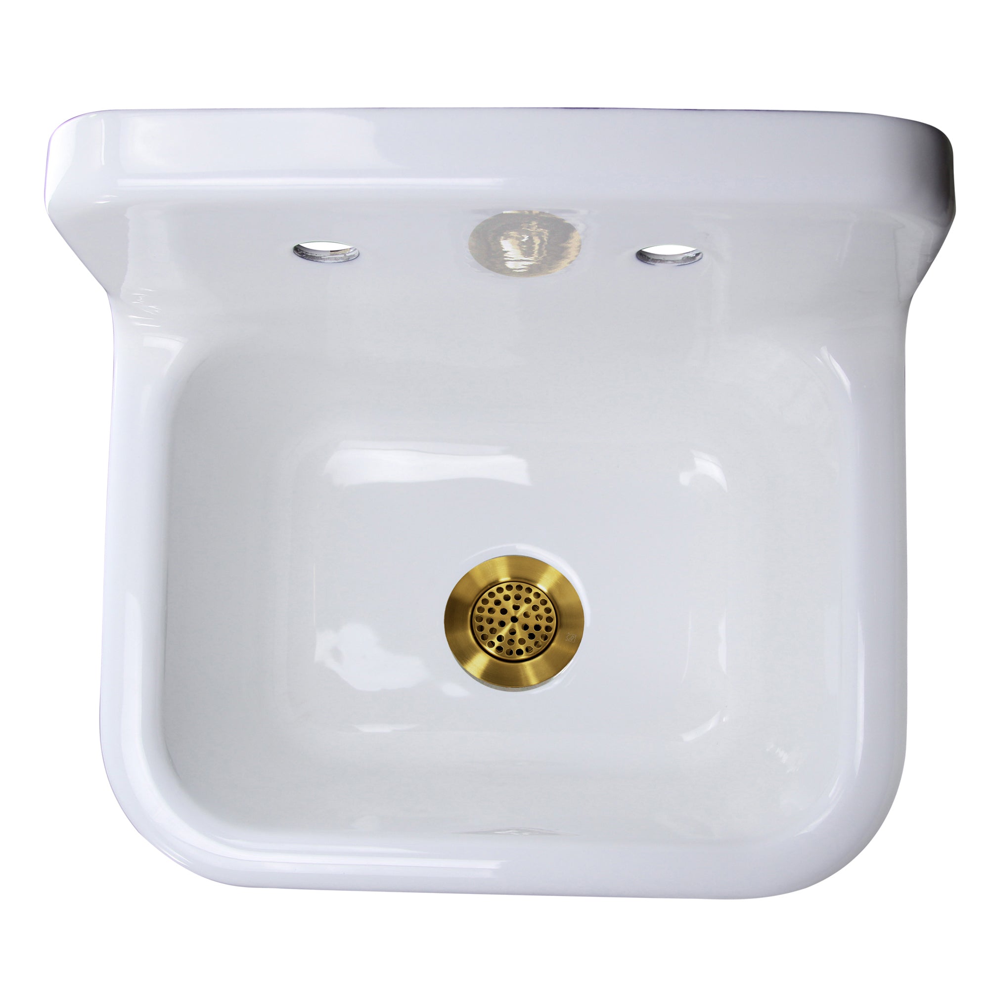 Nantucket Sinks Anchor 22" Wallmount Cast Iron Utility Sink with Accessories, White/Black, CI-2218-FBSBSET