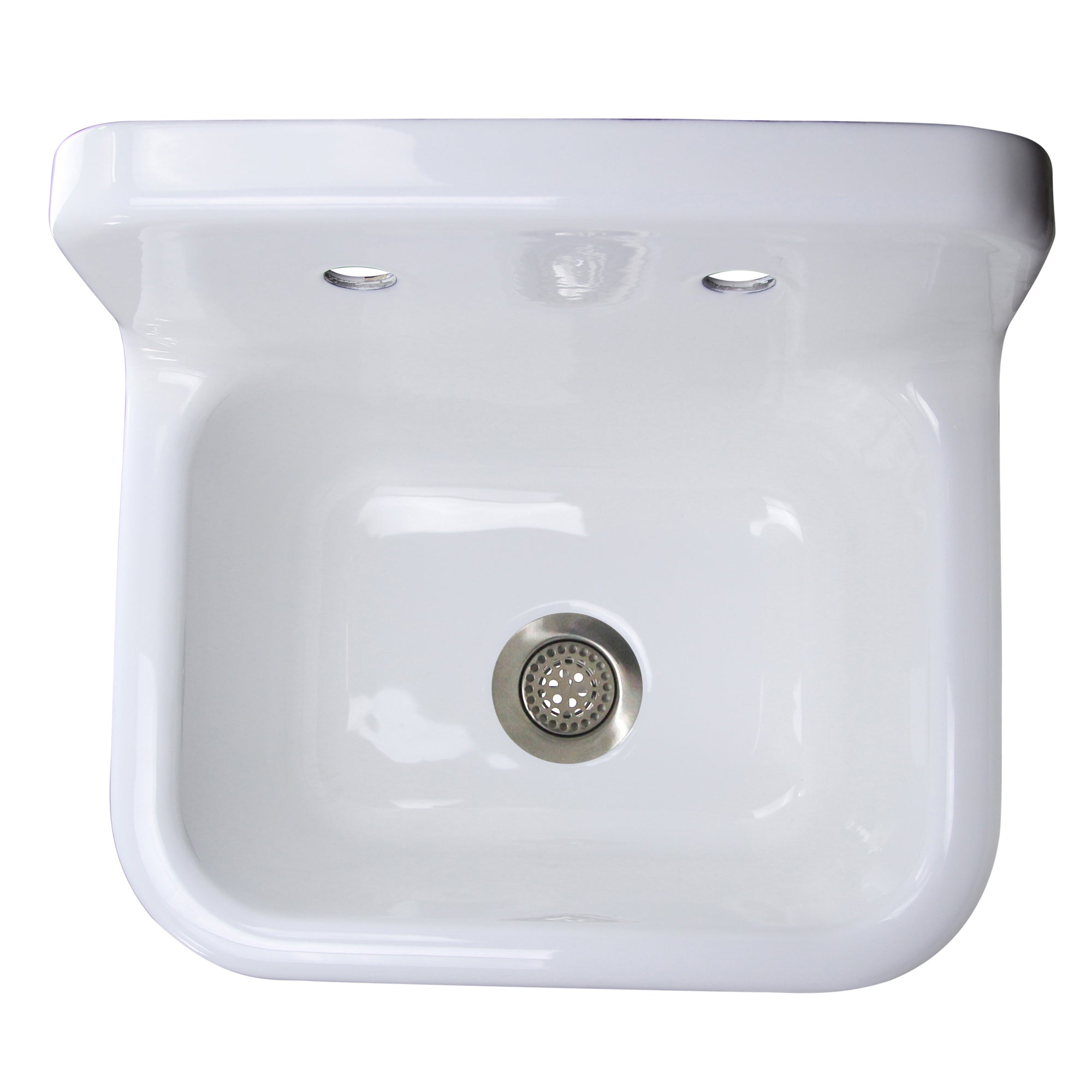 Nantucket Sinks Anchor 22" Wallmount Cast Iron Utility Sink with Accessories, White/Black, CI-2218-FBSET