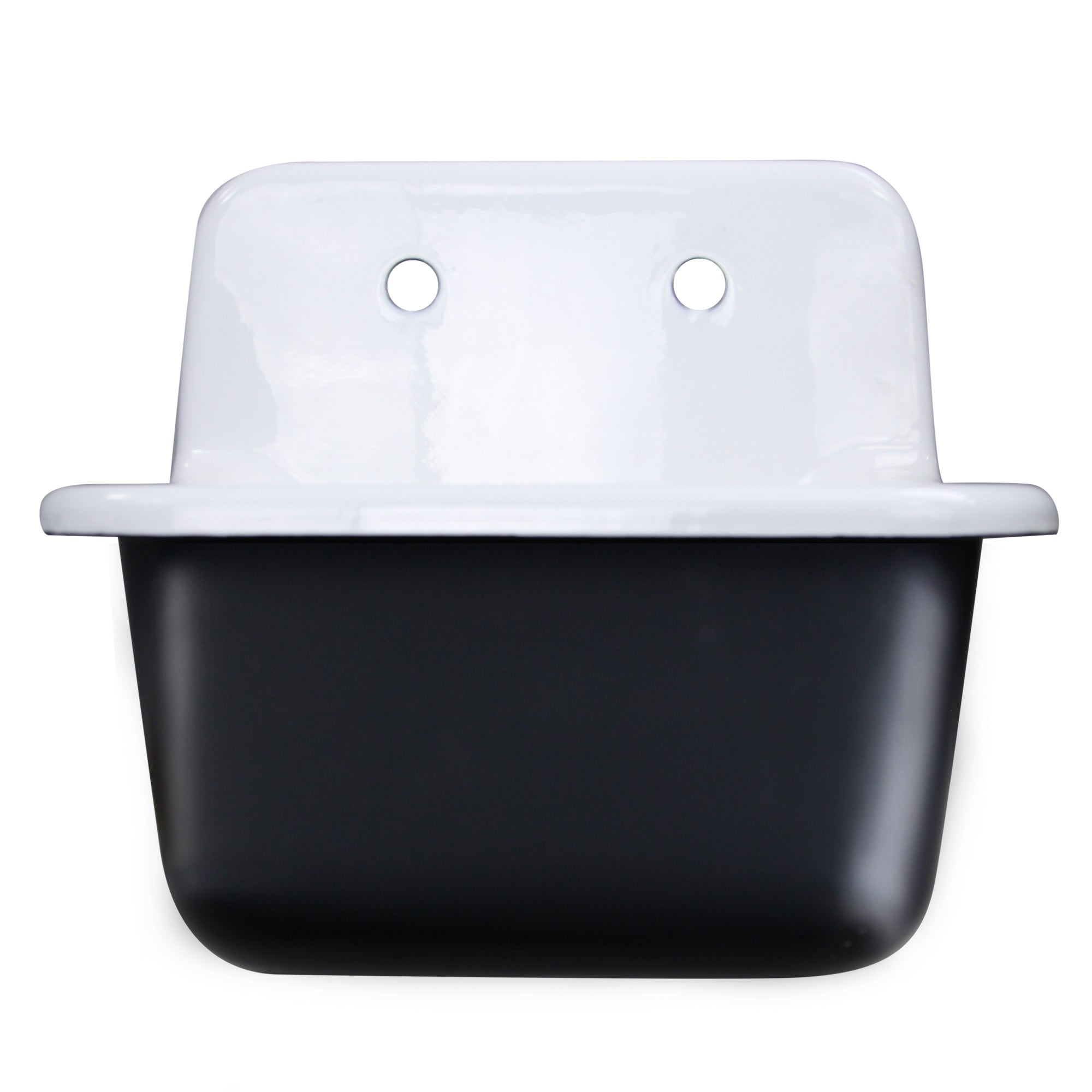 Nantucket Sinks Anchor 22" Wallmount Cast Iron Utility Sink with Accessories, White/Black, CI-2218-FBSET