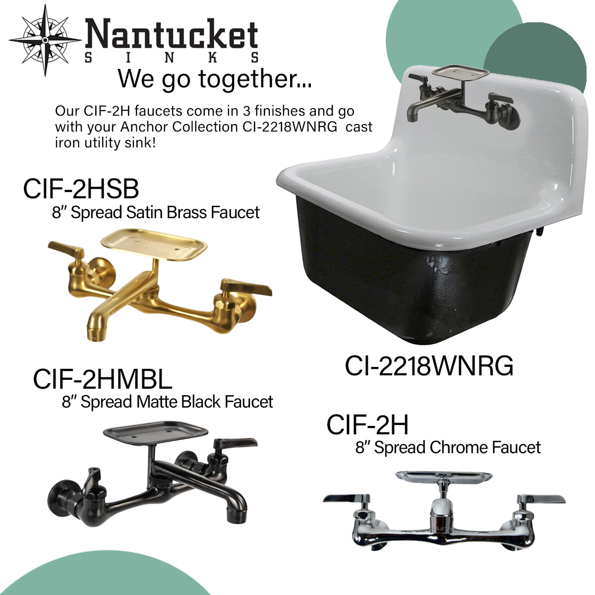 Nantucket Sinks Premium Accessories Brass Utility/Mud/Laundry Faucet, Handle, CIF-2HSB