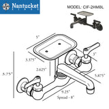 Nantucket Sinks Premium Kitchen 1.5 GPM Brass Utility/Mud/Laundry Faucet, Handle, Black, CIF-2HMBL