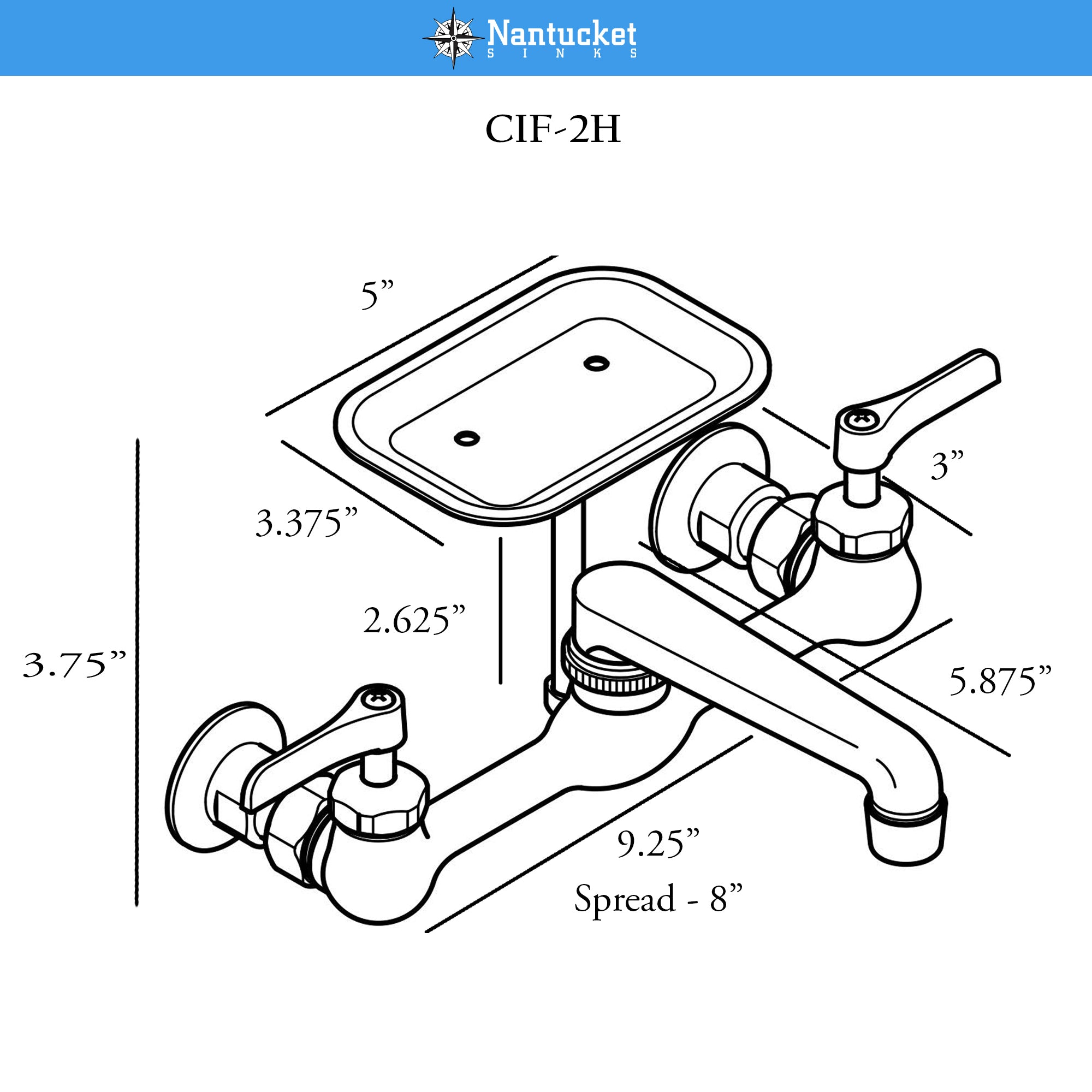 Nantucket Sinks Premium Kitchen 1.5 GPM Brass Utility/Mud/Laundry Faucet, Handle, Chrome, CIF-2H