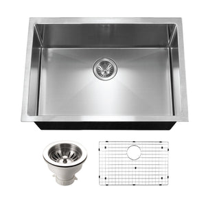 Alternate Image for Houzer Savior 27 inch Stainless Steel Undermount Single Bowl Kitchen Sink with Strainer & Grid - 18 Gauge, CNM-2700