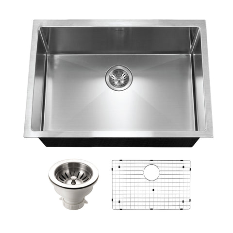 Houzer Savior 27 inch Stainless Steel Undermount Single Bowl Kitchen Sink with Strainer & Grid - 18 Gauge, CNM-2700