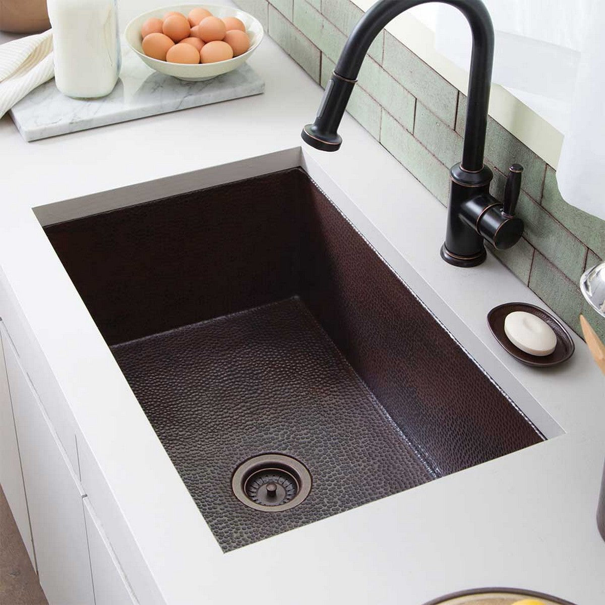 Native Trails Cocina 30" Undermount Copper Kitchen Sink, Antique Copper, CPK293-F