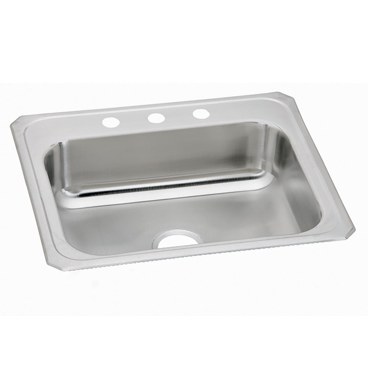 Elkay Celebrity 25" Drop In/Topmount Stainless Steel Kitchen Sink, Brushed Satin, 1 Faucet Hole, CR25211