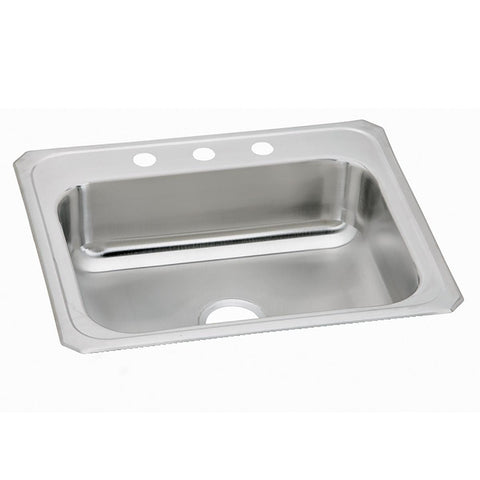 Elkay Celebrity 25" Drop In/Topmount Stainless Steel Kitchen Sink, Brushed Satin, No Faucet Hole, CR25210