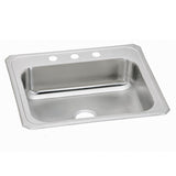 Elkay Celebrity 25" Drop In/Topmount Stainless Steel Kitchen Sink, Brushed Satin, 3 Faucet Holes, CR25213