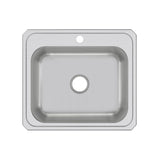 Elkay Celebrity 25" Drop In/Topmount Stainless Steel Kitchen Sink, Brushed Satin, 1 Faucet Hole, CR25221
