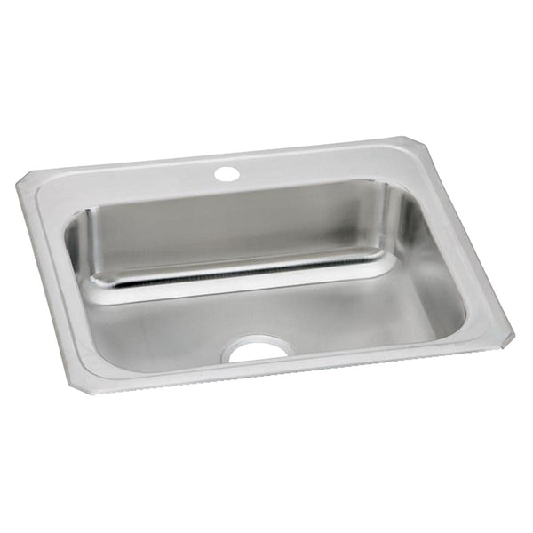 Elkay Celebrity 25" Drop In/Topmount Stainless Steel Kitchen Sink, Brushed Satin, 1 Faucet Hole, CR25221