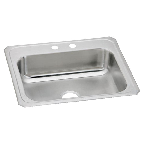 Elkay Celebrity 25" Drop In/Topmount Stainless Steel Kitchen Sink, Brushed Satin, 2 Faucet Holes, CR25222