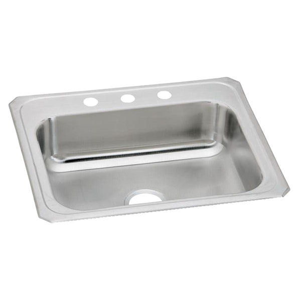 Elkay Celebrity 25" Drop In/Topmount Stainless Steel Kitchen Sink, Brushed Satin, 3 Faucet Holes, CR25223