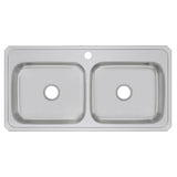 Elkay Celebrity 43" Drop In/Topmount Stainless Steel Kitchen Sink, 50/50 Double Bowl, Brushed Satin, 1 Faucet Hole, CR43221