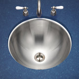 Houzer 17" Stainless Steel Undermount Bathroom Sink, Round, with Overflow Hole, CRO-1620-1