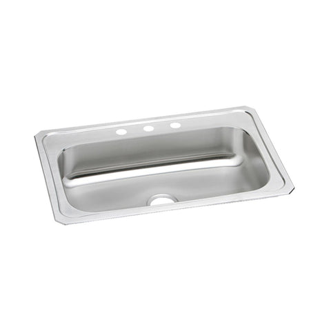 Elkay Celebrity 33" Drop In/Topmount Stainless Steel Kitchen Sink, Brushed Satin, 3 Faucet Holes, CRS33223