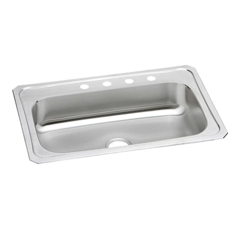 Elkay Celebrity 33" Drop In/Topmount Stainless Steel Kitchen Sink, Brushed Satin, 4 Faucet Holes, CRS33224