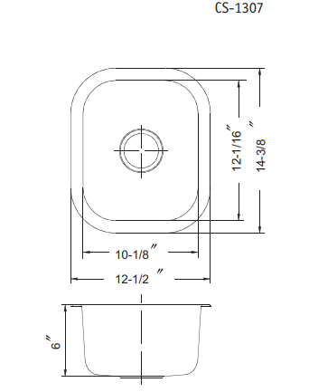 Houzer Club 13 inch Stainless Steel Undermount Bar Sink with Strainer & Grid - 18 Gauge, CS-1307-C