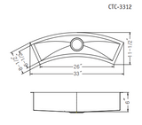 Houzer 33" Stainless Steel Undermount Bar/Prep Sink, Curved, CTC-3312