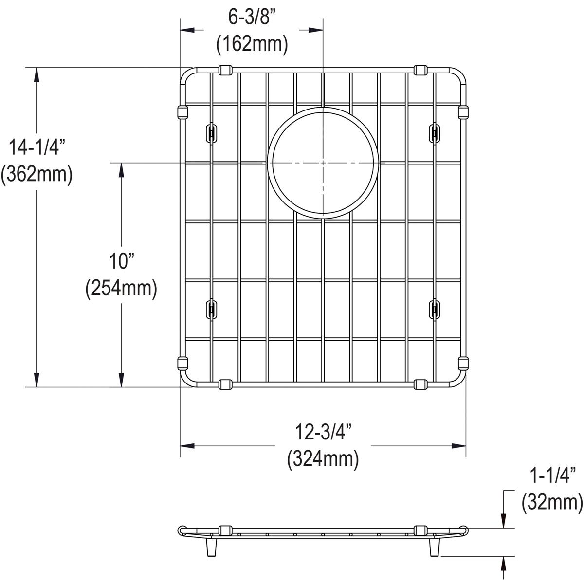Elkay Crosstown Stainless Steel 12-3/4" x 14-1/4" x 1-1/4" Bottom Grid, CTXBG1314