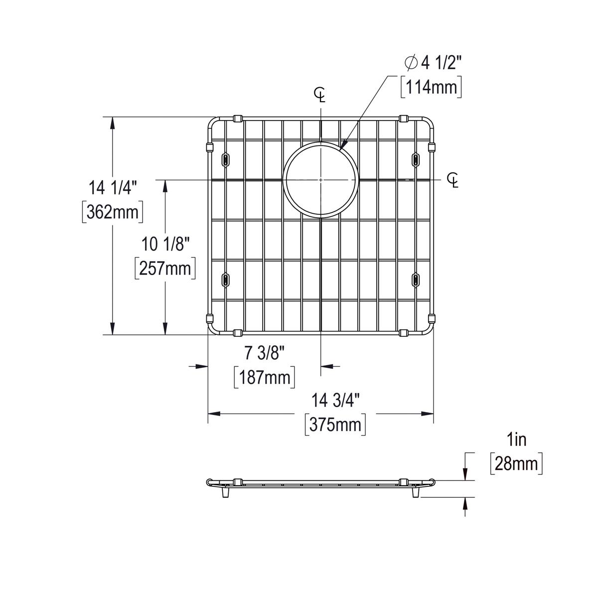Elkay Crosstown Stainless Steel 14-3/4" x 14-1/4" x 1-1/8" Bottom Grid, CTXBG1514