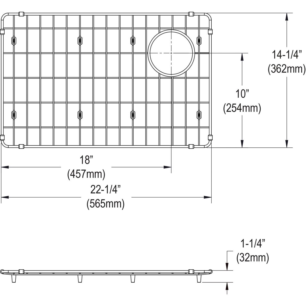 Elkay Crosstown Stainless Steel 22-1/4" x 14-1/4" x 1-1/4" Bottom Grid, CTXBG2214