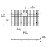 Elkay Crosstown Stainless Steel 26-1/2" x 15-1/2" x 1-1/4" Bottom Grid, CTXBG2615