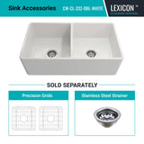 Crestwood 33" Fireclay Farmhouse Sink 50/50 Double Bowl, White, CW-CL-332-DBL-WHITE