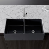 Crestwood 36" Fireclay Farmhouse Sink 50/50 Double Bowl, Charcoal, CW-MOD-362-DBL-CHARCOAL