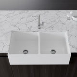 Crestwood 36" Fireclay Farmhouse Sink 50/50 Double Bowl, White, CW-MOD-362-DBL-WHITE