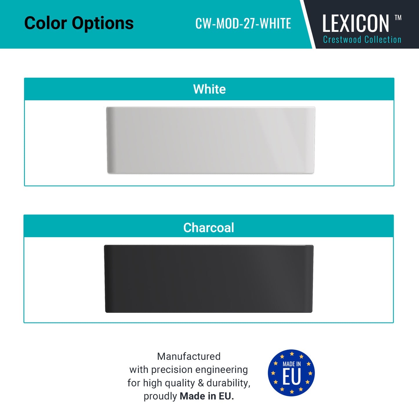 Crestwood 27" Fireclay Farmhouse Sink, White, CW-MOD-27-WHITE