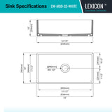 Crestwood 33" Fireclay Farmhouse Sink, White, CW-MOD-33-WHITE