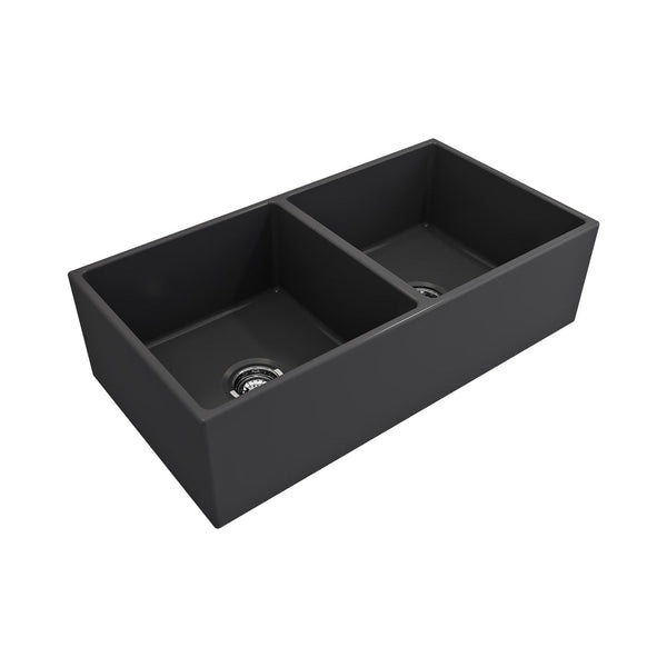 Crestwood 36" Fireclay Farmhouse Sink 50/50 Double Bowl, Charcoal, CW-MOD-362-DBL-CHARCOAL