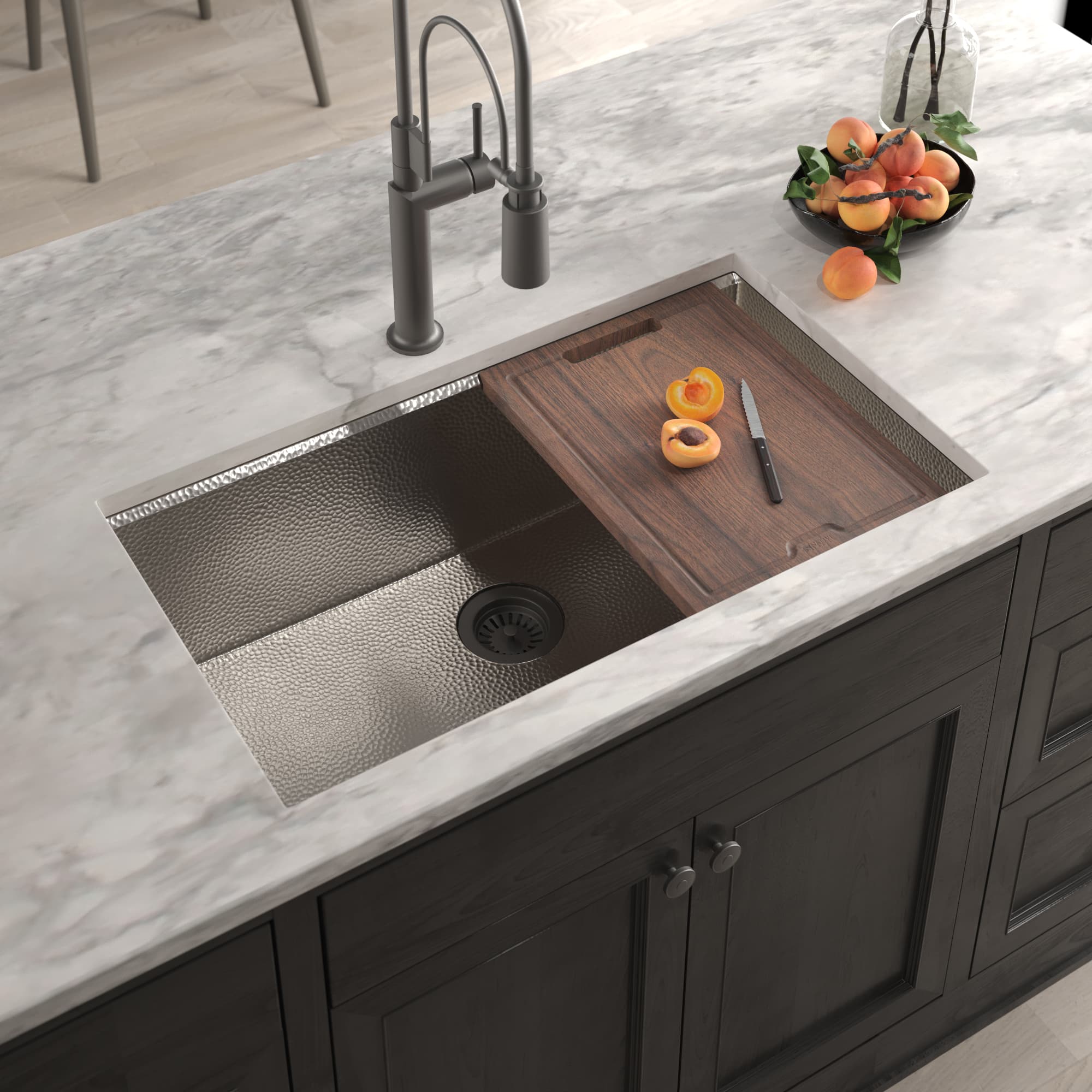 Native Trails Cocina Concierge 33" Undermount Nickel Workstation Kitchen Sink, Brushed Nickel, CPKG572