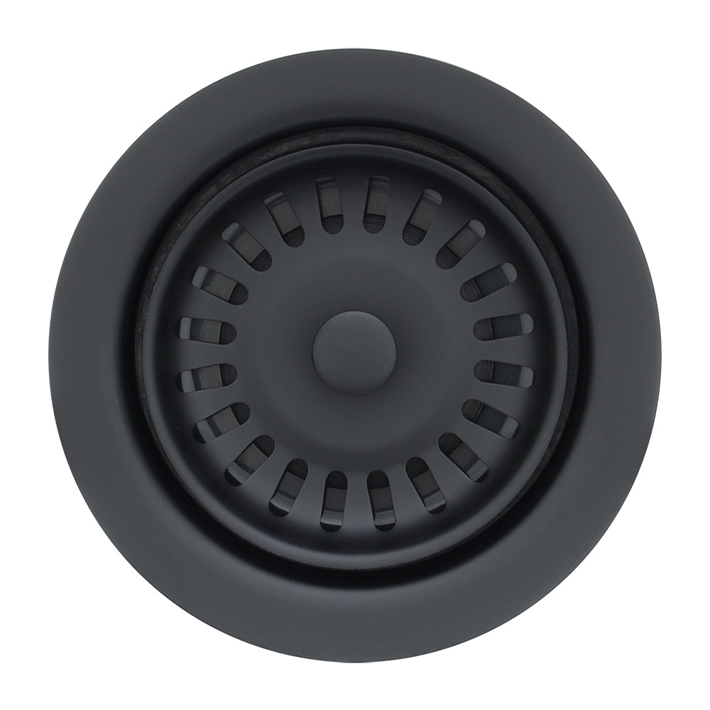 Premier Copper Products 3.5" Deluxe Garbage Disposal Drain w/ Basket - Matte Black, Brass, D-130BLK