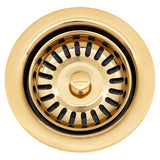 Premier Copper Products 3.5" Deluxe Garbage Disposal Drain w/ Basket - Polished Brass, D-130PB