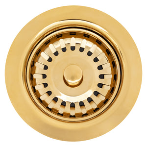 Alternate Image for Premier Copper Products 3.5" Kitchen, Prep, Bar Basket Strainer Drain - Polished Brass, Brass/PVC, D-132PB