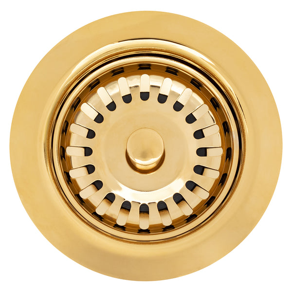 Premier Copper Products 3.5" Kitchen, Prep, Bar Basket Strainer Drain - Polished Brass, Brass/PVC, D-132PB