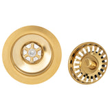 Premier Copper Products 3.5" Kitchen, Prep, Bar Basket Strainer Drain - Polished Brass, Brass/PVC, D-132PB