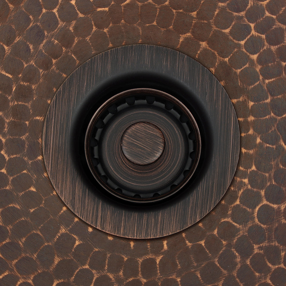 Premier Copper Products 16" Round Copper Bar Sink w/ Fleur De Lis and 2" Drain Opening, Matching Drain and Accessories, Oil Rubbed Bronze, BSP5_BR16FDB2-B