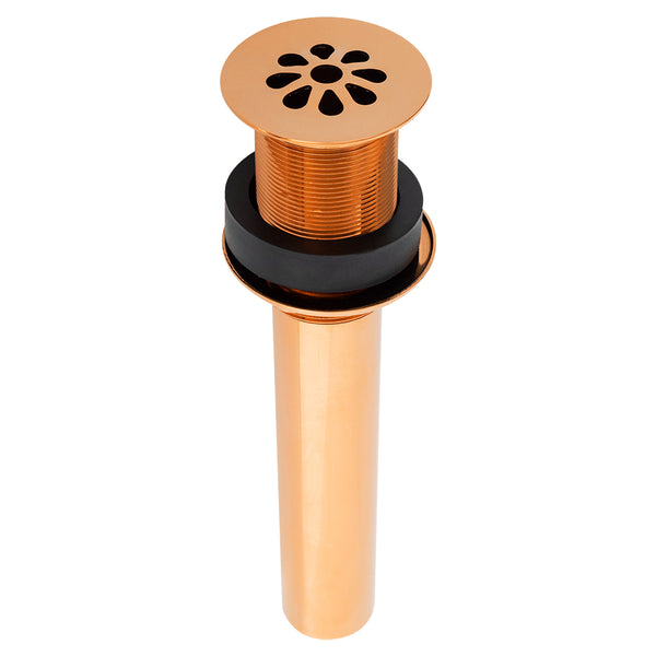 Main Image of Premier Copper Products 1.5" Non-Overflow Grid Bathroom Sink Drain - Polished Copper, D-207PC