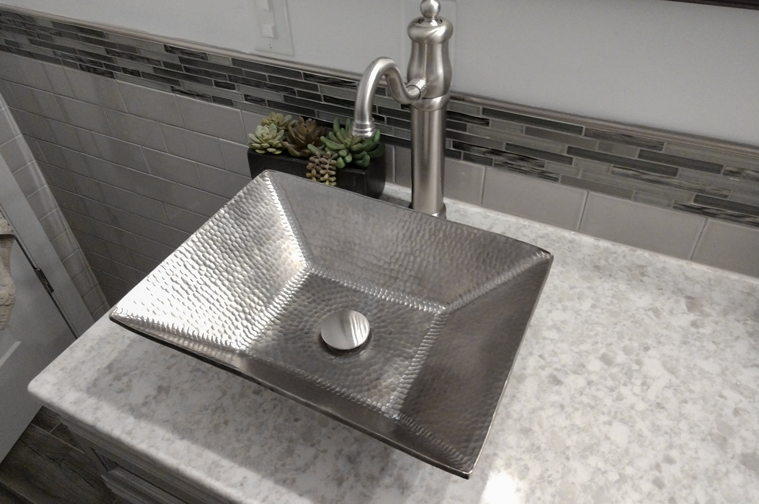Installation Image of Premier Copper Products 1.5" Non-Overflow Pop-up Bathroom Sink Drain - Brushed Nickel, D-208BN