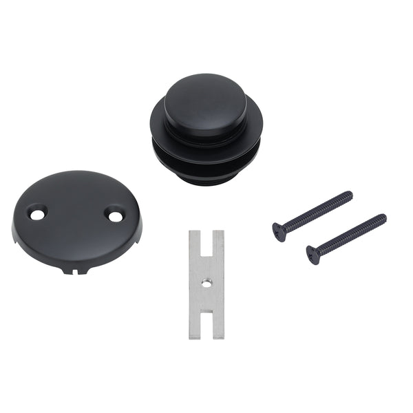 Premier Copper Products Tub Drain Trim and Two-Hole Overflow Cover for Bath Tubs - Matte Black, Brass, D-302BLK