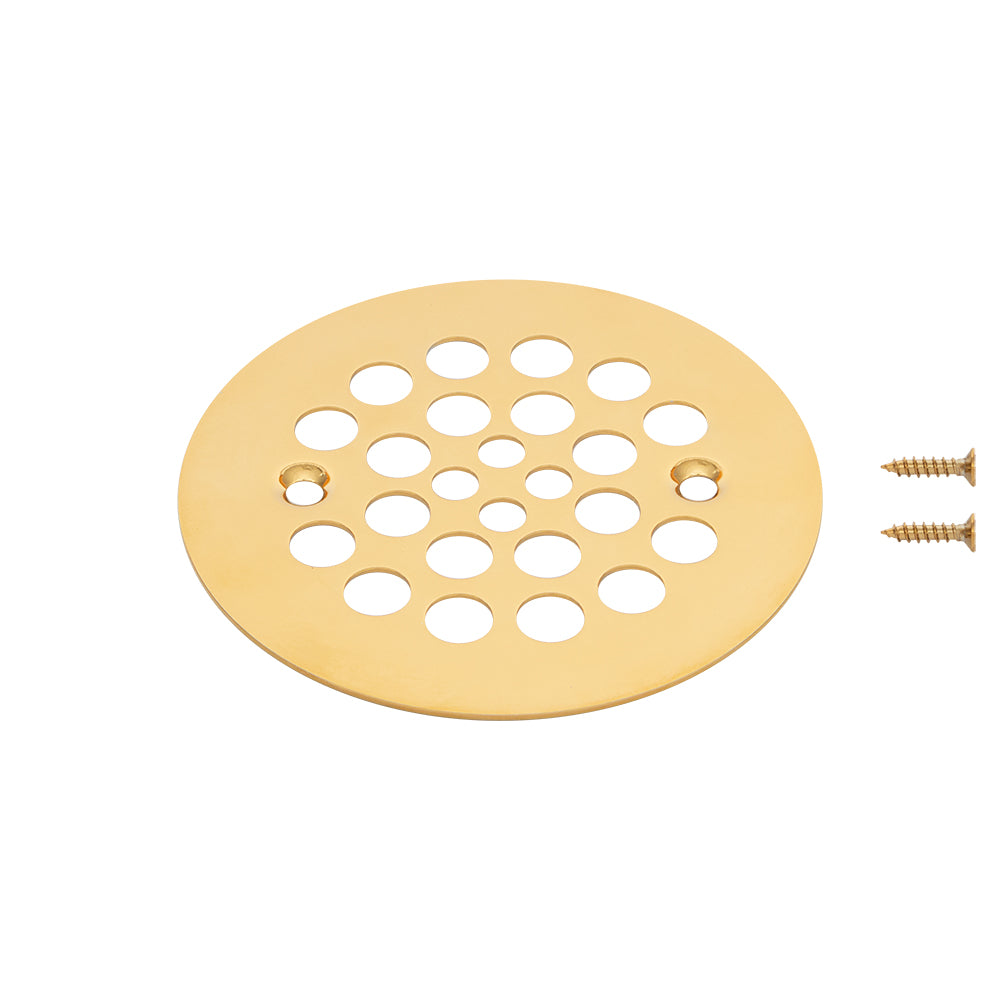 Premier Copper Products 4.25" Round Shower Drain Cover in Polished Brass, D-415PB