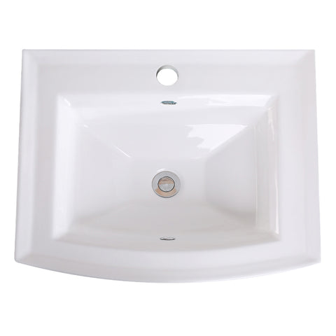 Nantucket Sinks Great Point 22.625" x 19.4375" Rectangular Drop In/Topmount Ceramic - Vitreous China ADA Bathroom Sink with Accessories, White, DI-2320-R1