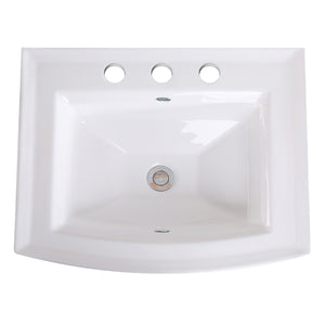 Alternate Image for Nantucket Sinks Great Point 22.625" x 19.4375" Rectangular Drop In/Topmount Ceramic - Vitreous China ADA Bathroom Sink with Accessories, White, DI-2320-R8