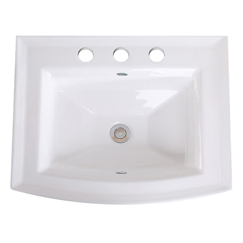 Nantucket Sinks Great Point 22.625" x 19.4375" Rectangular Drop In/Topmount Ceramic - Vitreous China ADA Bathroom Sink with Accessories, White, DI-2320-R8