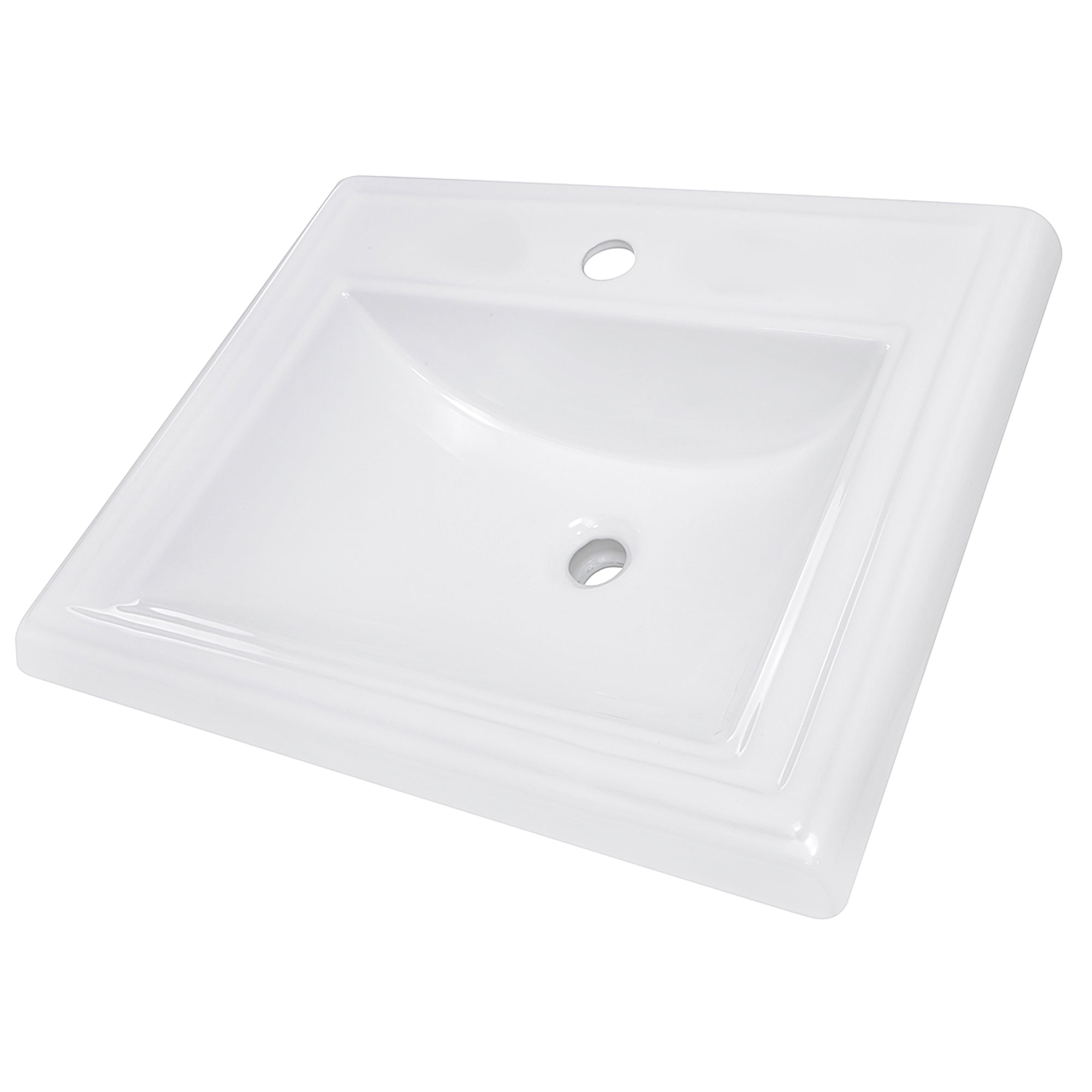 Nantucket Sinks Great Point 23" x 18.25" Rectangular Drop In/Topmount Ceramic - Vitreous China ADA Bathroom Sink, White, DI-2418-R1